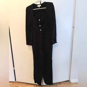 & Other Stories Black romper with padded shoulder